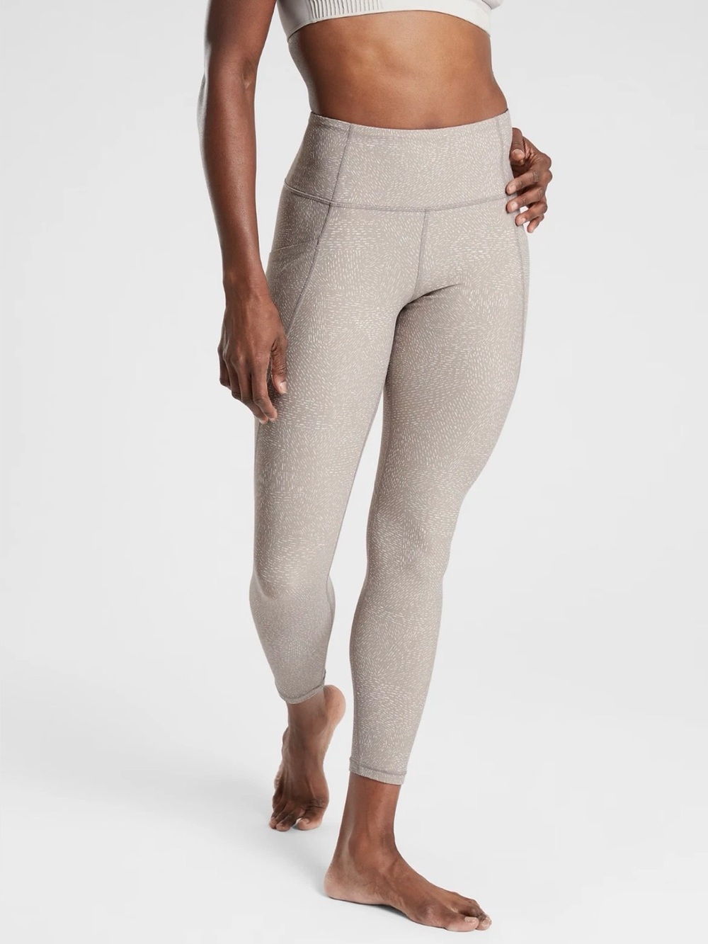 Athleta Taupe Speckle High-Waisted Leggings